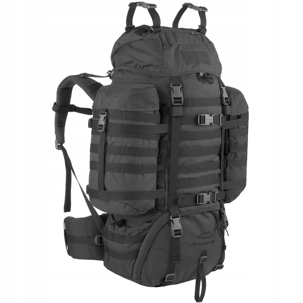 Batoh Vojenský Wisport Raccoon 65 l Černý Cordura Prsní bederní pás