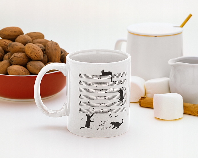 KUBEK BIAŁY KOTKI NUTY Marka inna