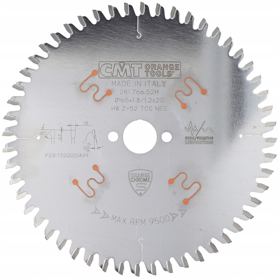 Tarcza pilarska chromowana do kompozytów 165x20mm 52z Cmt 281.766.52H