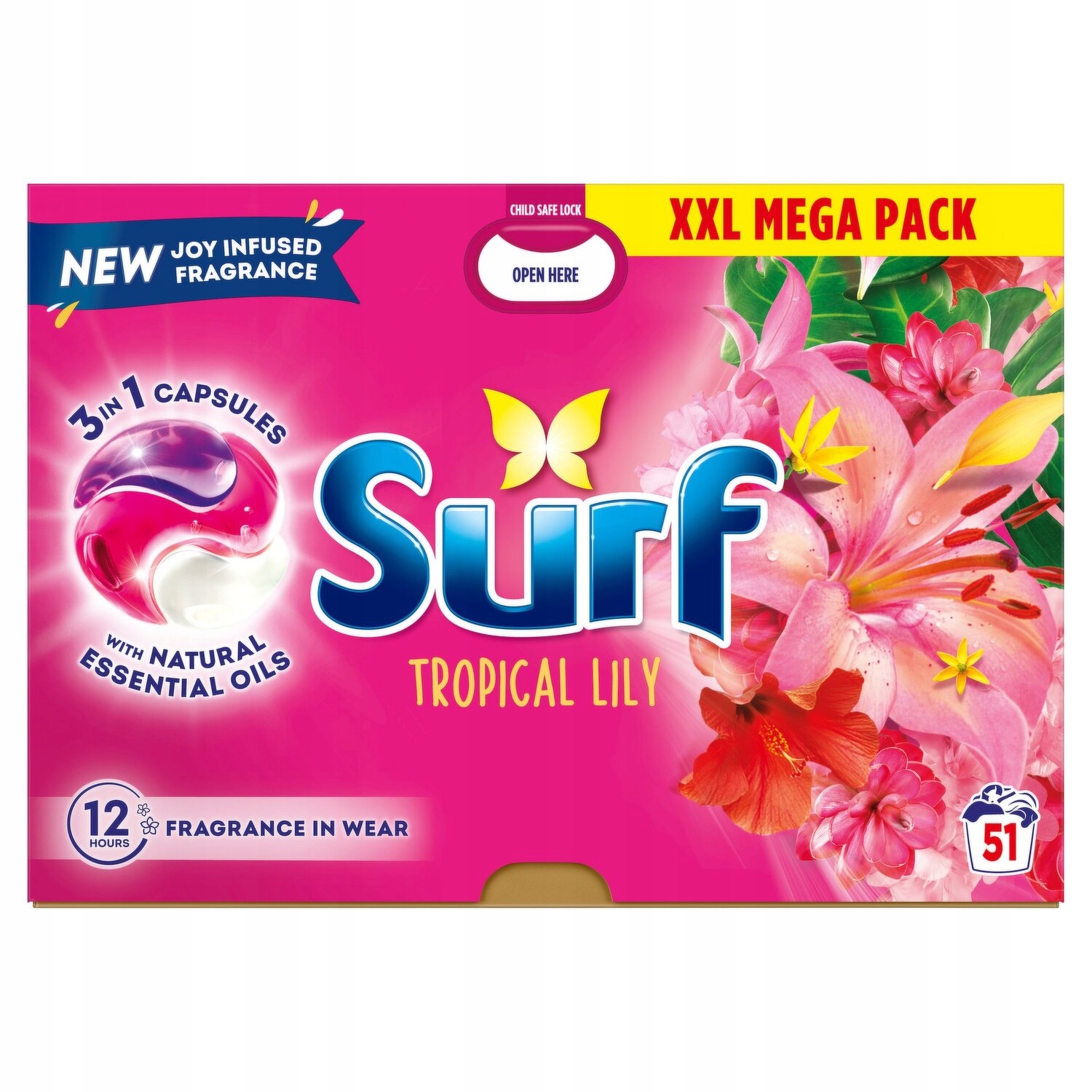 Levně Surf 3v1 prací kapsle Tropical Lily Pods, esenciální oleje 51 kusů