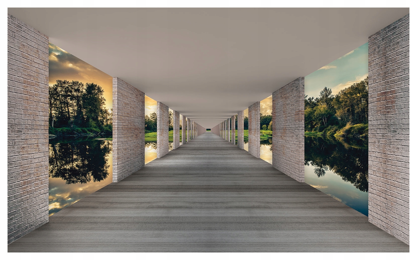 Vliesová fototapeta Cihlová chodba příroda jezero les 416x290 lepidlo