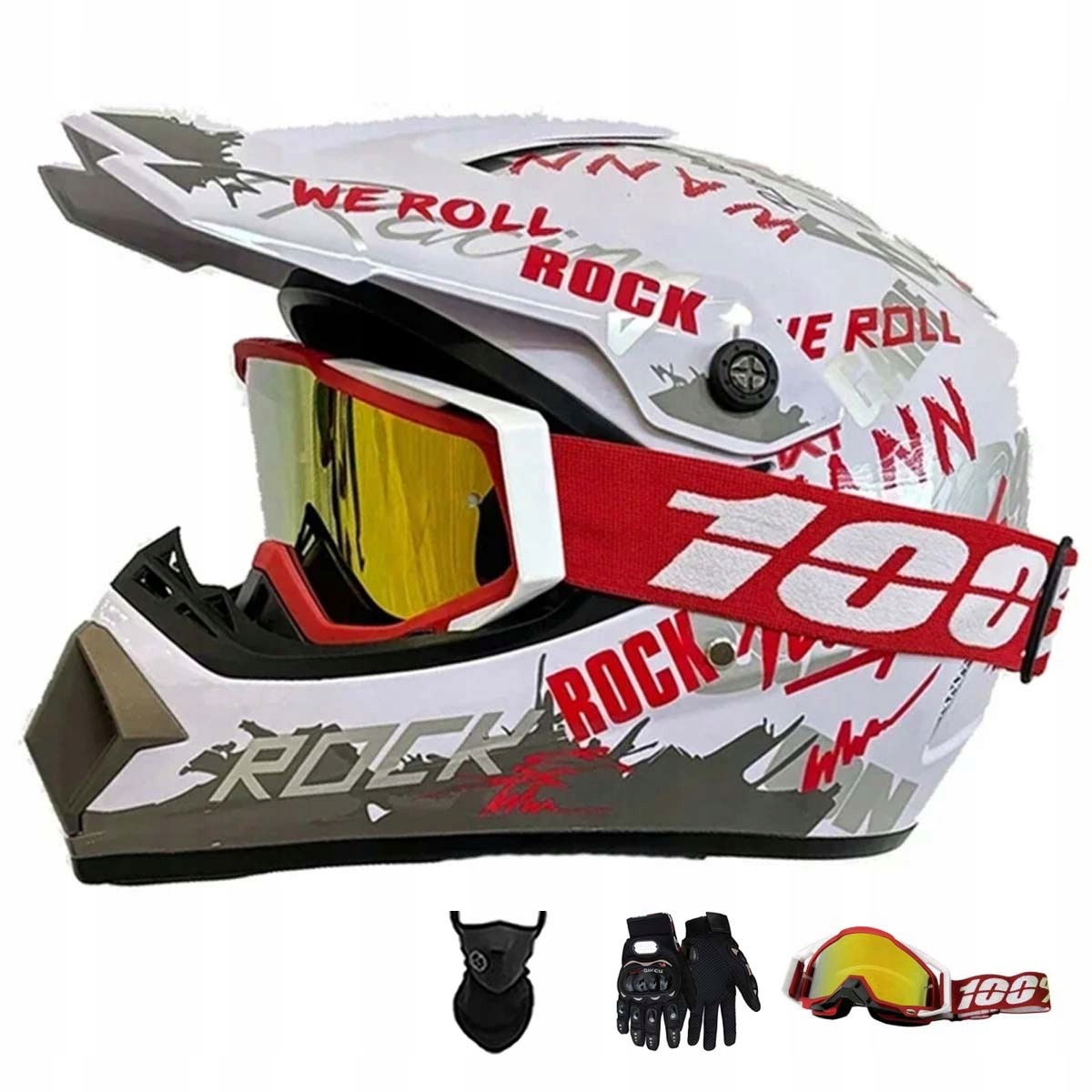 Motocyklová Přilba Crossová Lehká Enduro Quada Brýle Rukavice Maska L