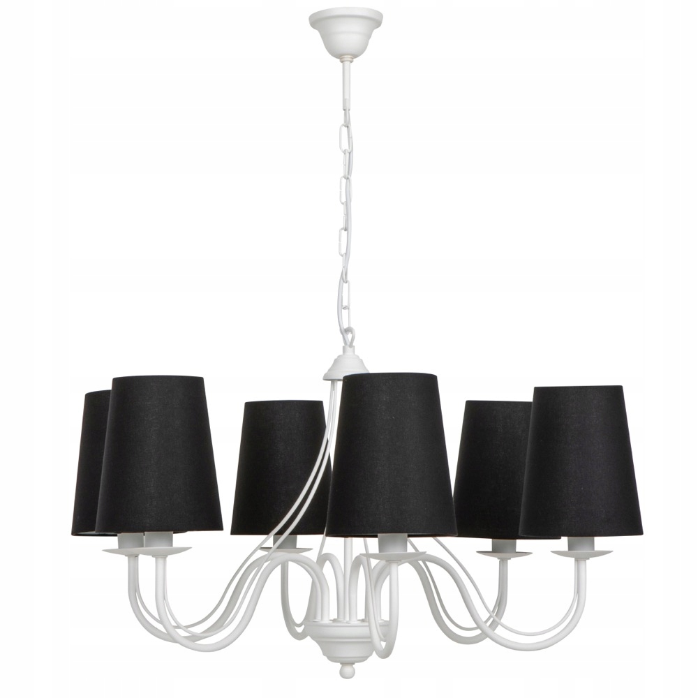 Żyrandol Klasyczny Dalpi Light Arana 6 punktów E14 Biały Czarny metalowy