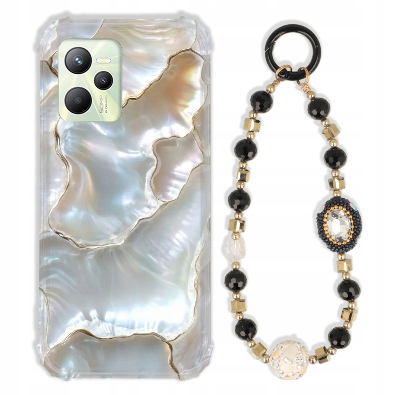 Puzdro Pre Realme C35 Case Antishock Zirkóny Čierno Zlaté Odolné|pevné