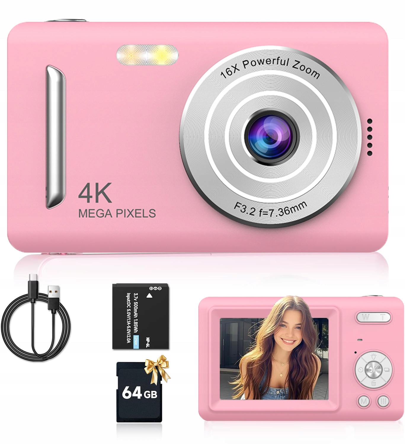 Digitální fotoaparát 48MP 4K s automatickým zaostřováním a zoomem 18x Ips 2.8 64GB karta