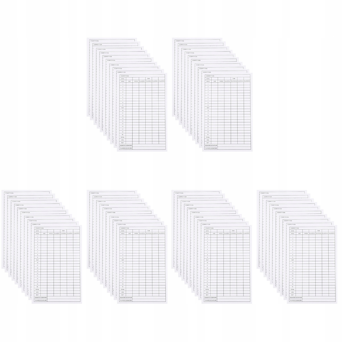 Akcesoria do golfa Arkusz wyników Wózek z not