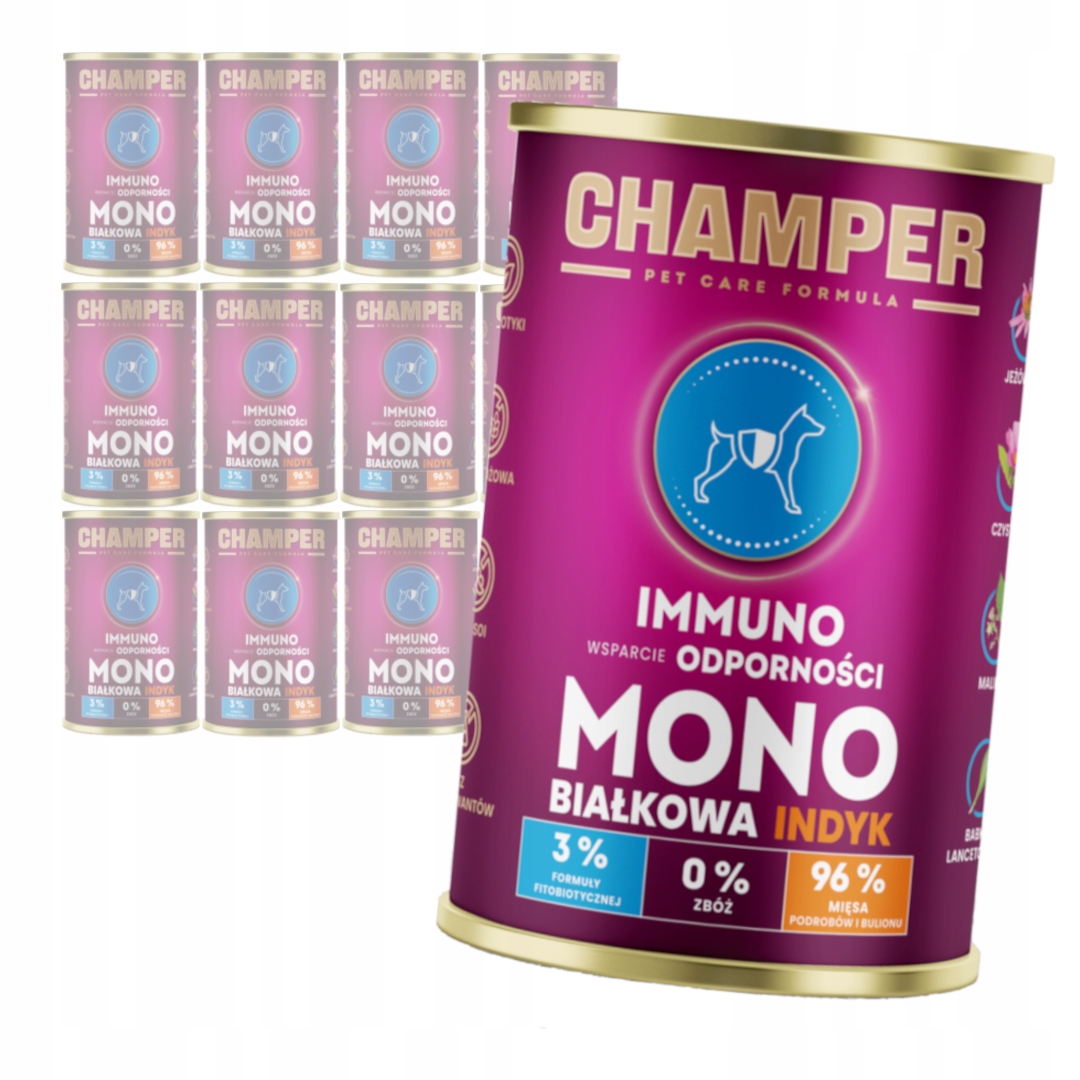 Levně Champer Immuno Monoproteinové 12x400g Vlhké Krmivo pro psy s krůtím masem