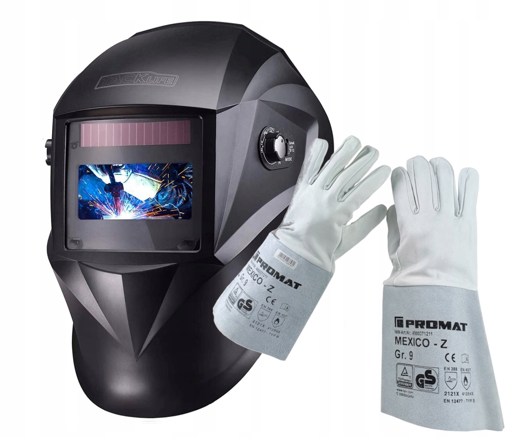 Maska spawalnicza Tacklife samościemniająca regulacja rękawice spawalnicze