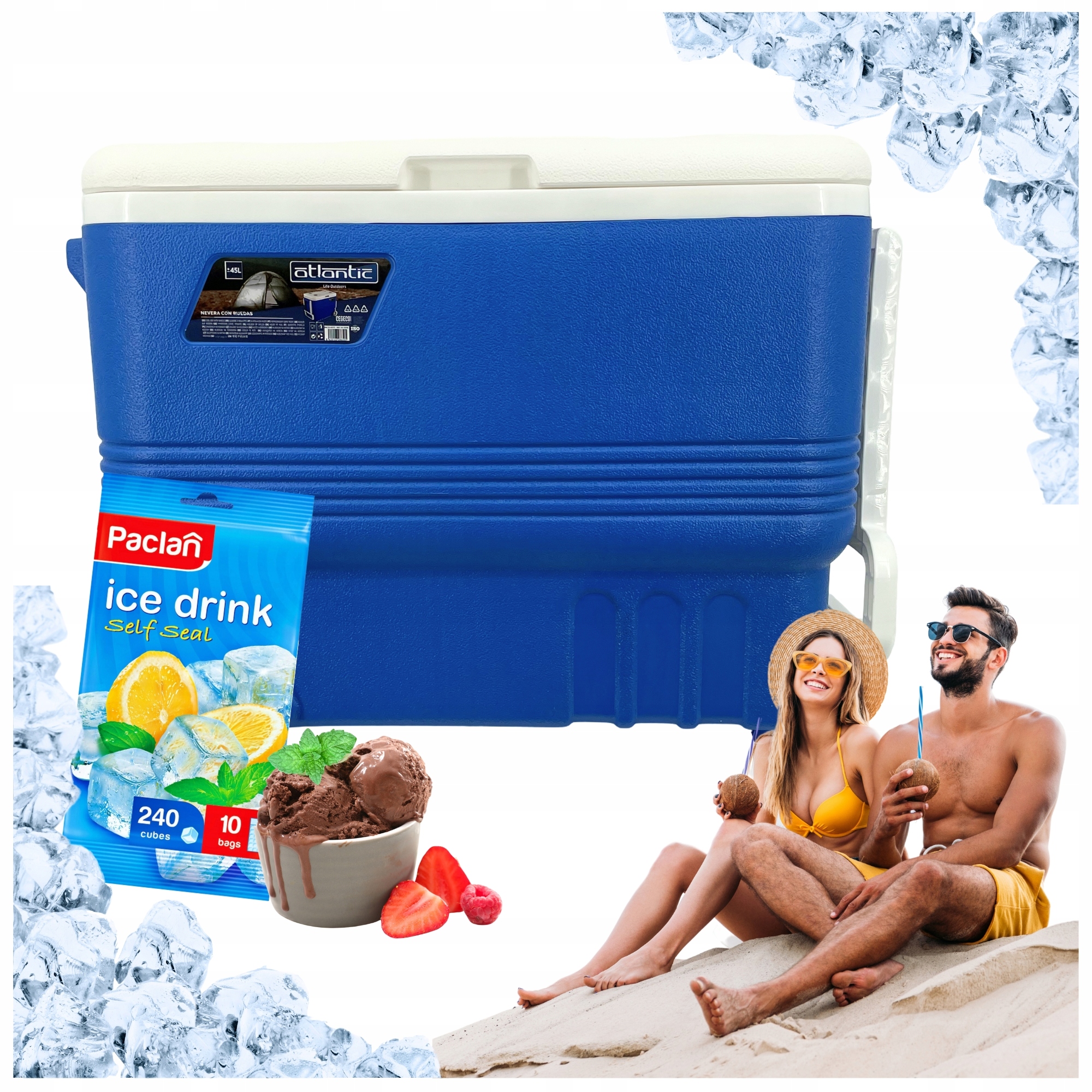 Chladnička na kolečkách 45 l, mobilní, ideální chlazení nápojů, k jezeru