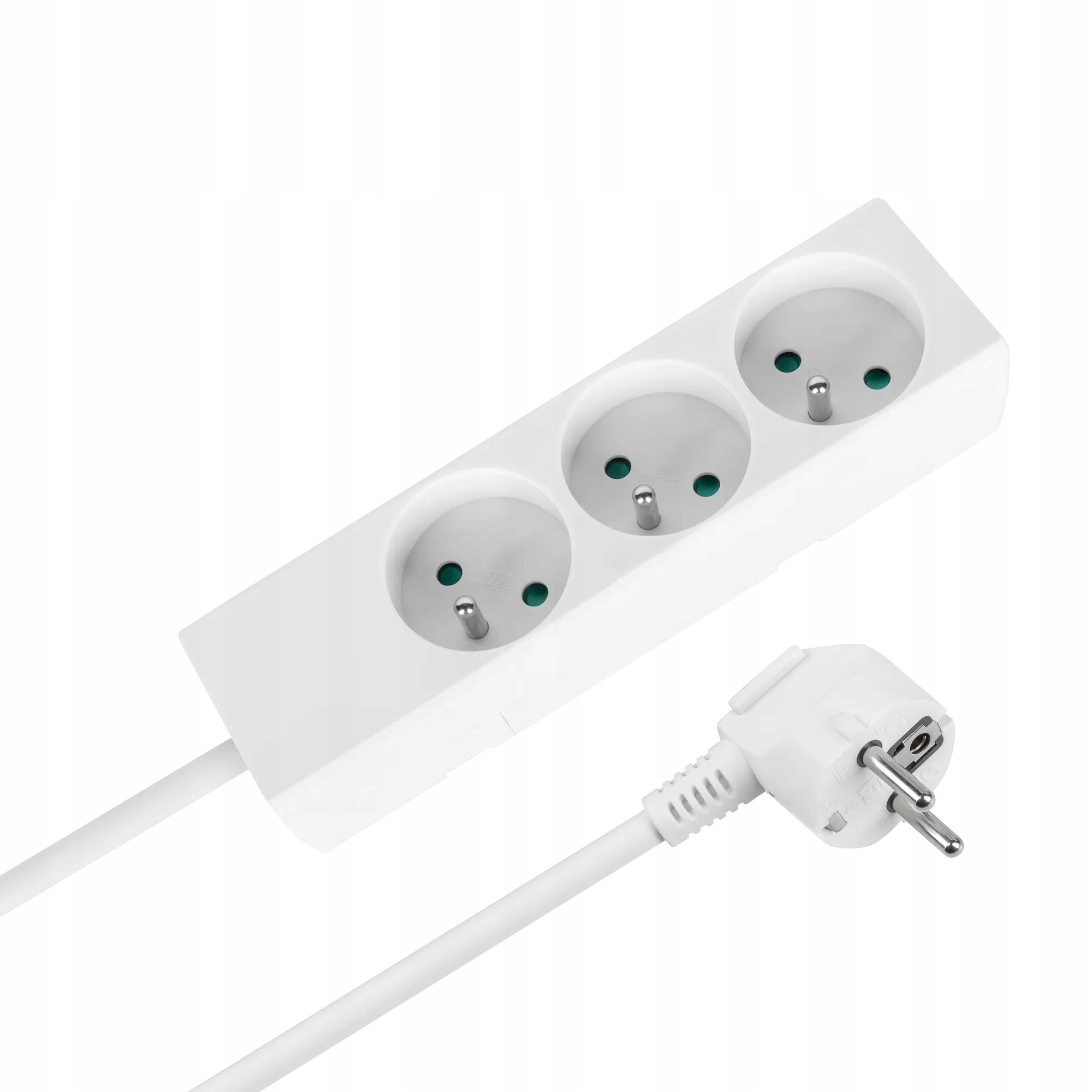 Przedłużacz 3 gniazda 2m typu francuskiego bez przełącznika (3x1,5mm)
