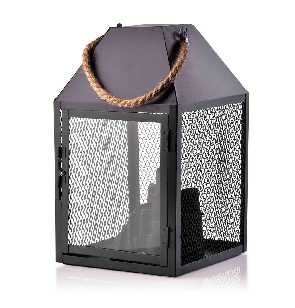 Dekorativní kovová Led krbová lampa, černá