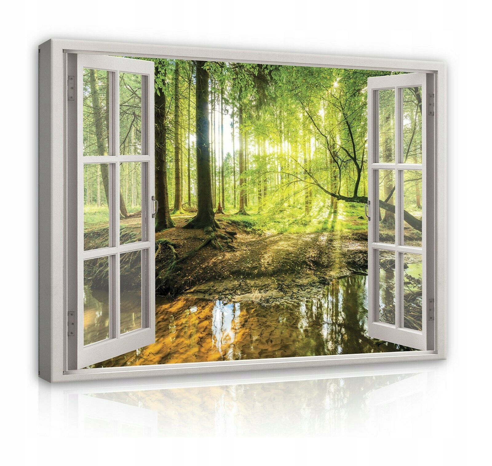 Obraz Na Plátně Canvas 80x60 Okno Pohled Do Lesa 3D