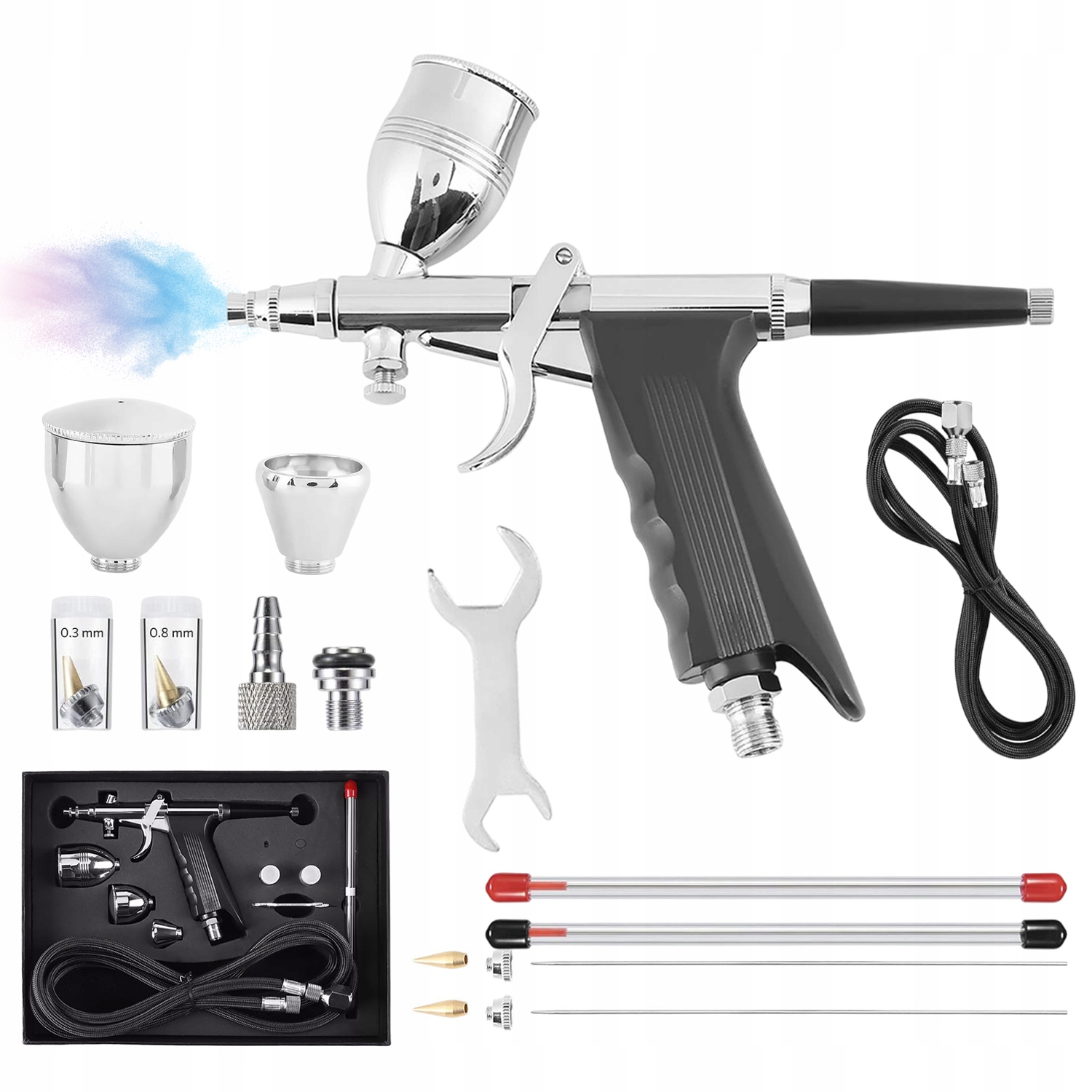 Airbrush S Tryskami 0.3 MM 0.5 MM 0.8 MM A Kelímky 2CC 5CC 13CC Pro Dekoraci