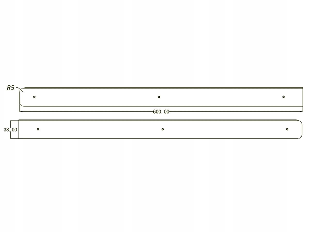 LISTWA BOCZNA DO BLATÓW R5 38MM ALUMINIUM PRAWA Kolor srebrny