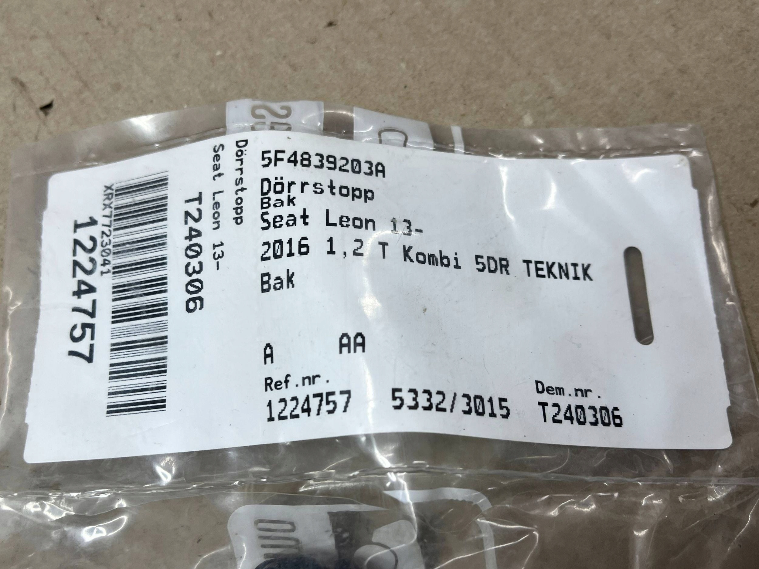 limiter door tylnych Seat Leon (5F) 5F4839203A