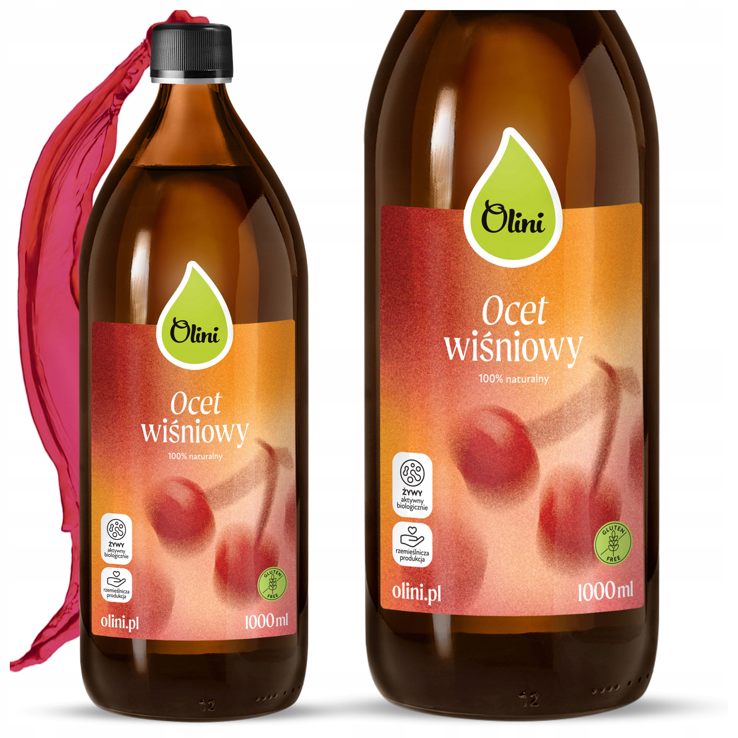 Třešňový ocet nepasterizovaný nefiltrovaný 100% přírodní Olini 1 l