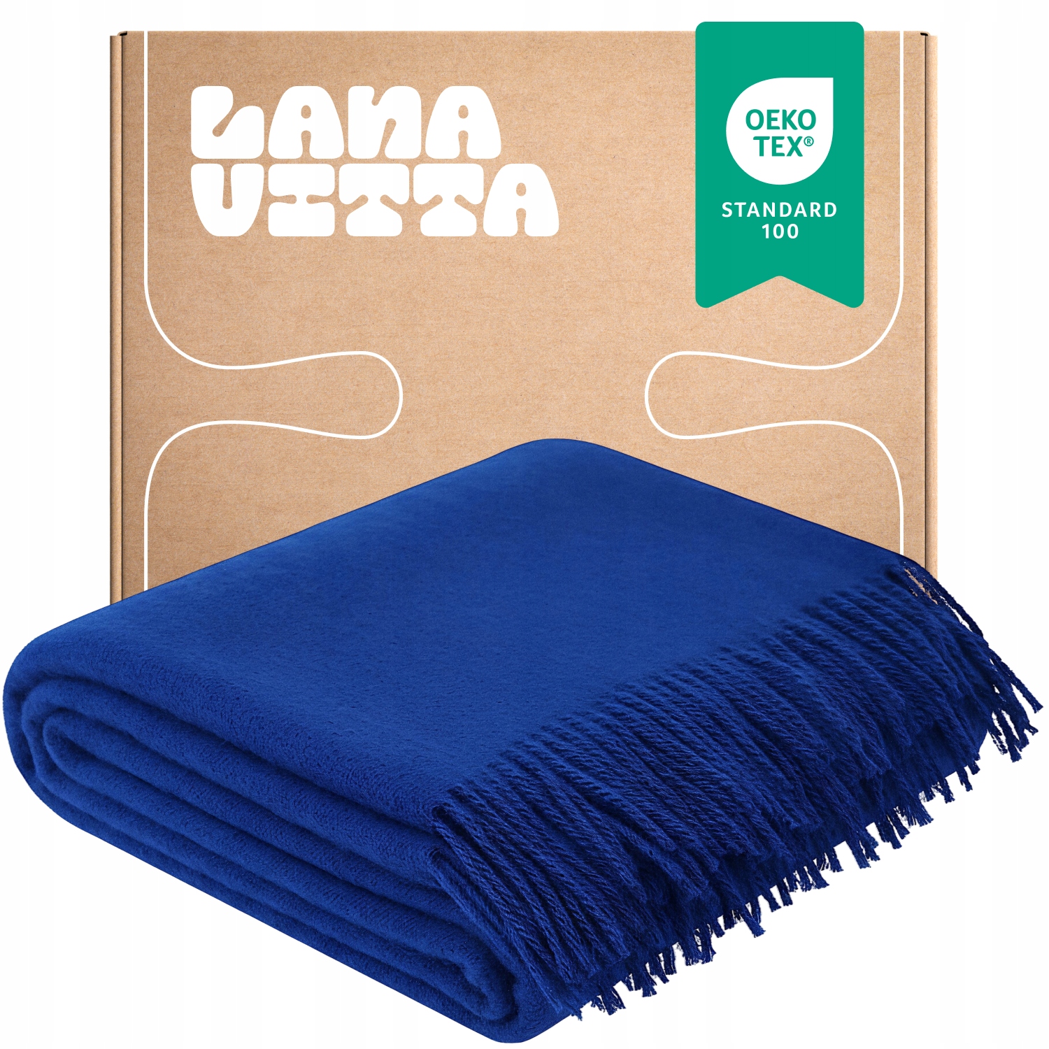 Vlněná deka Teplá „Runo“ 100% Novozélandská vlna Pled Modrá 140х200