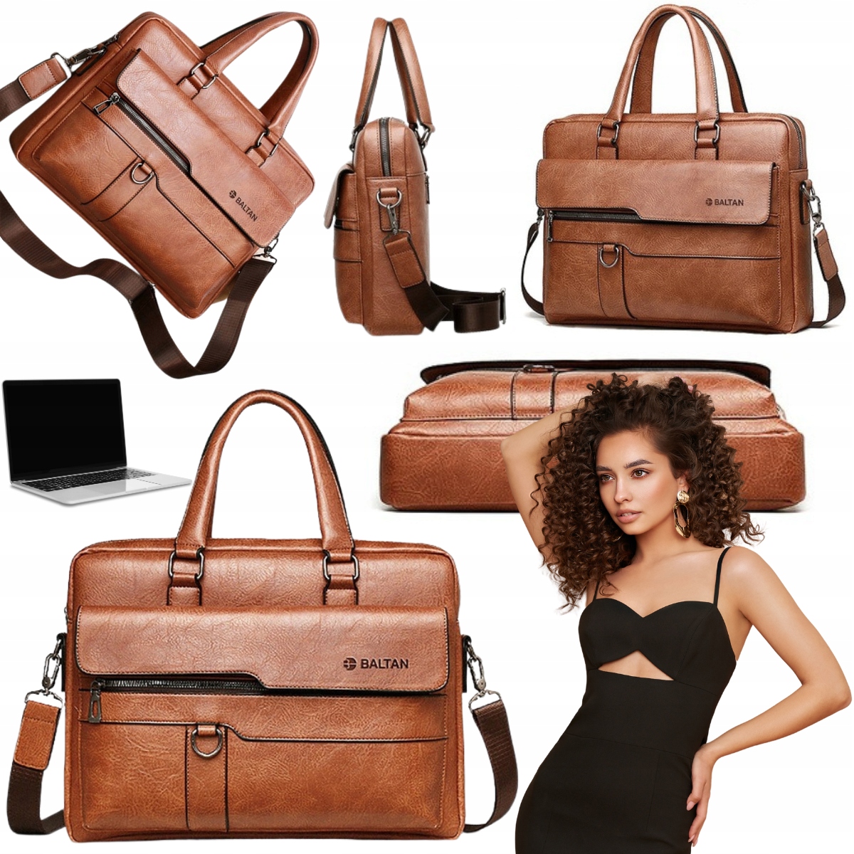 Duża Skórzana Damska Torba na laptopa Torebka Plecak etui 15'6CAL