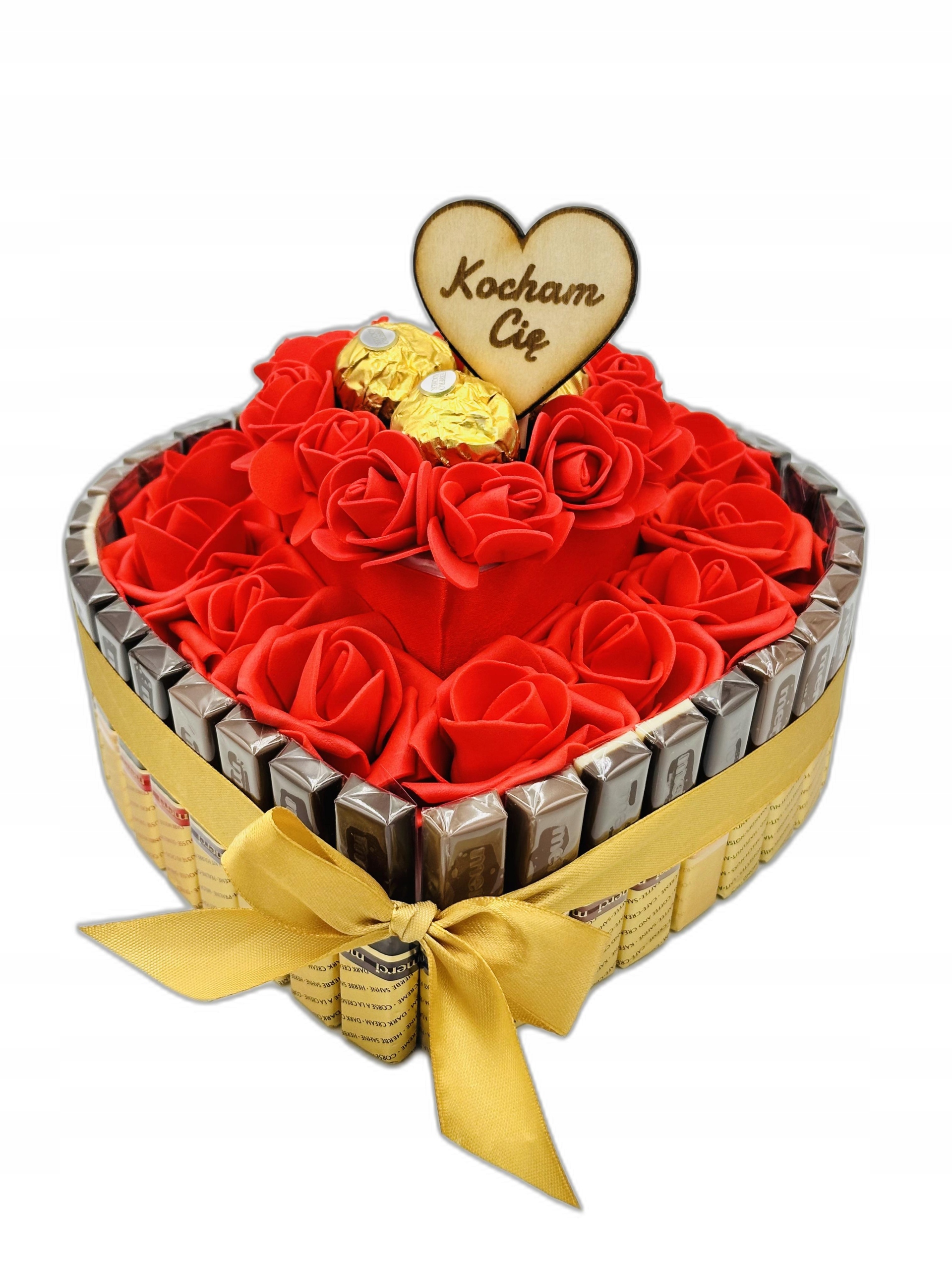 dla Niej Tort ze słodyczy Merci Serce Słodki Zestaw Box na Urodziny