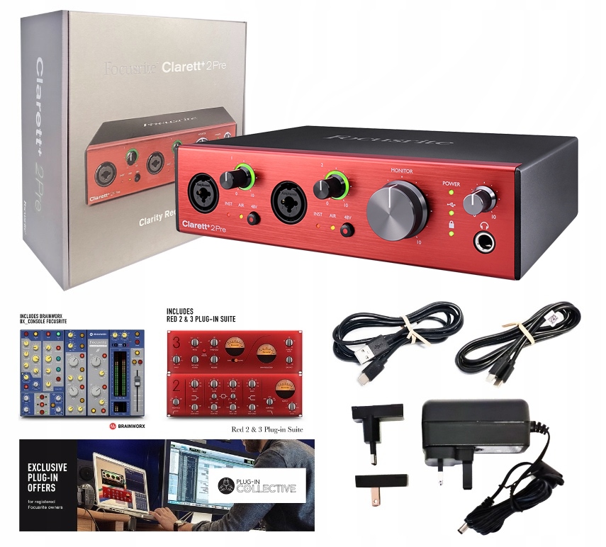 Focusrite Clarett+ 2Pre Usb audio rozhraní Bezplatný Software