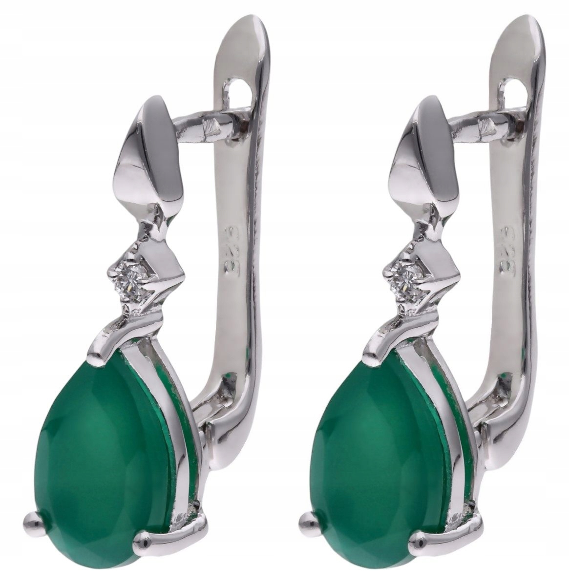 Stříbrné náušnice Ag 925 Achát a diamant CVD-3394-E-AG