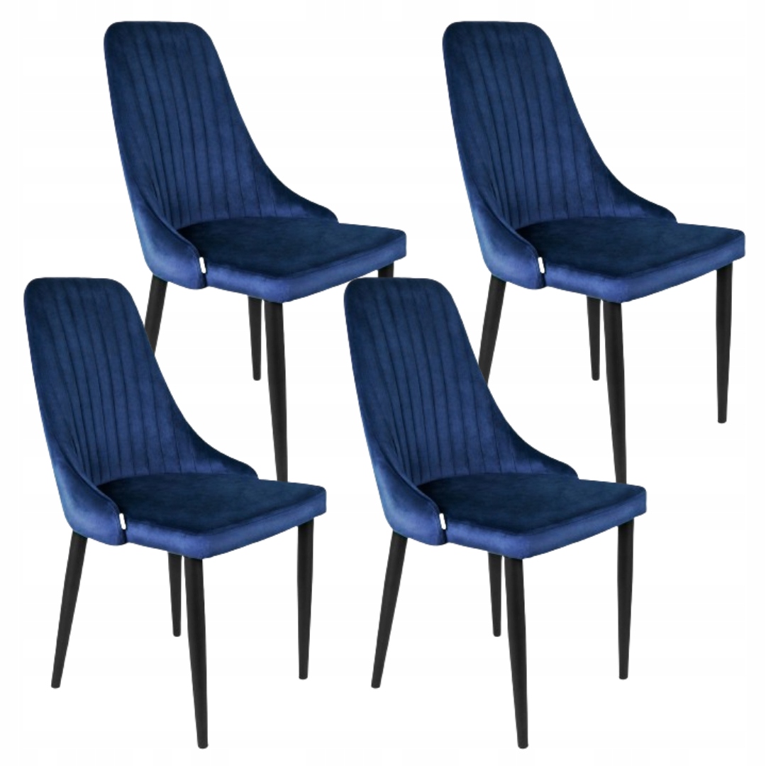 Sada 4x Stolička Louis velúrová modrá 44x59x88 cm