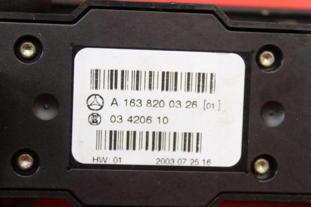 control panel air conditioning devices KLIMY rear part A1638200326 MERCEDES ML W163 01-05