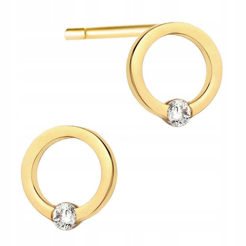 Zlaté Náušnice pr. 585 Kolečka Ringy se Zirkony