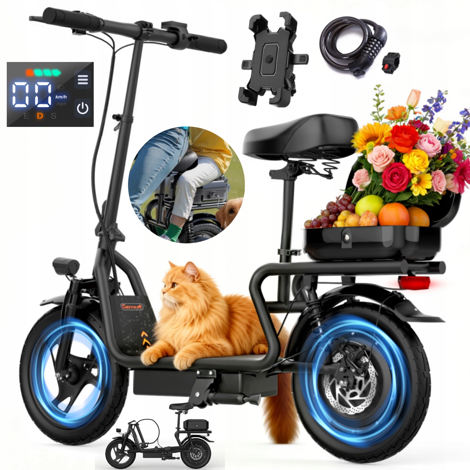 Pojazd elektryczny składany Cheevalry X12 14" 800W 48V 15Ah 31KM/H miejski