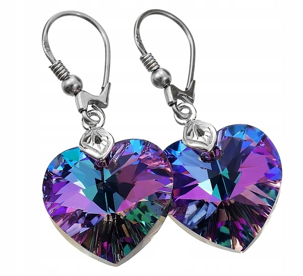 Křišťálové Náušnice Vitrail Heart Stříbro Arande