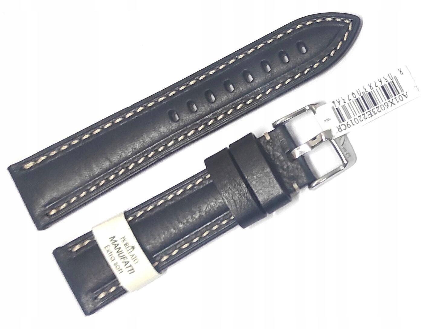 Černý Kožený Měkký Italský Řemínek Pro Hodinky Morellato Carra 22 mm X6023