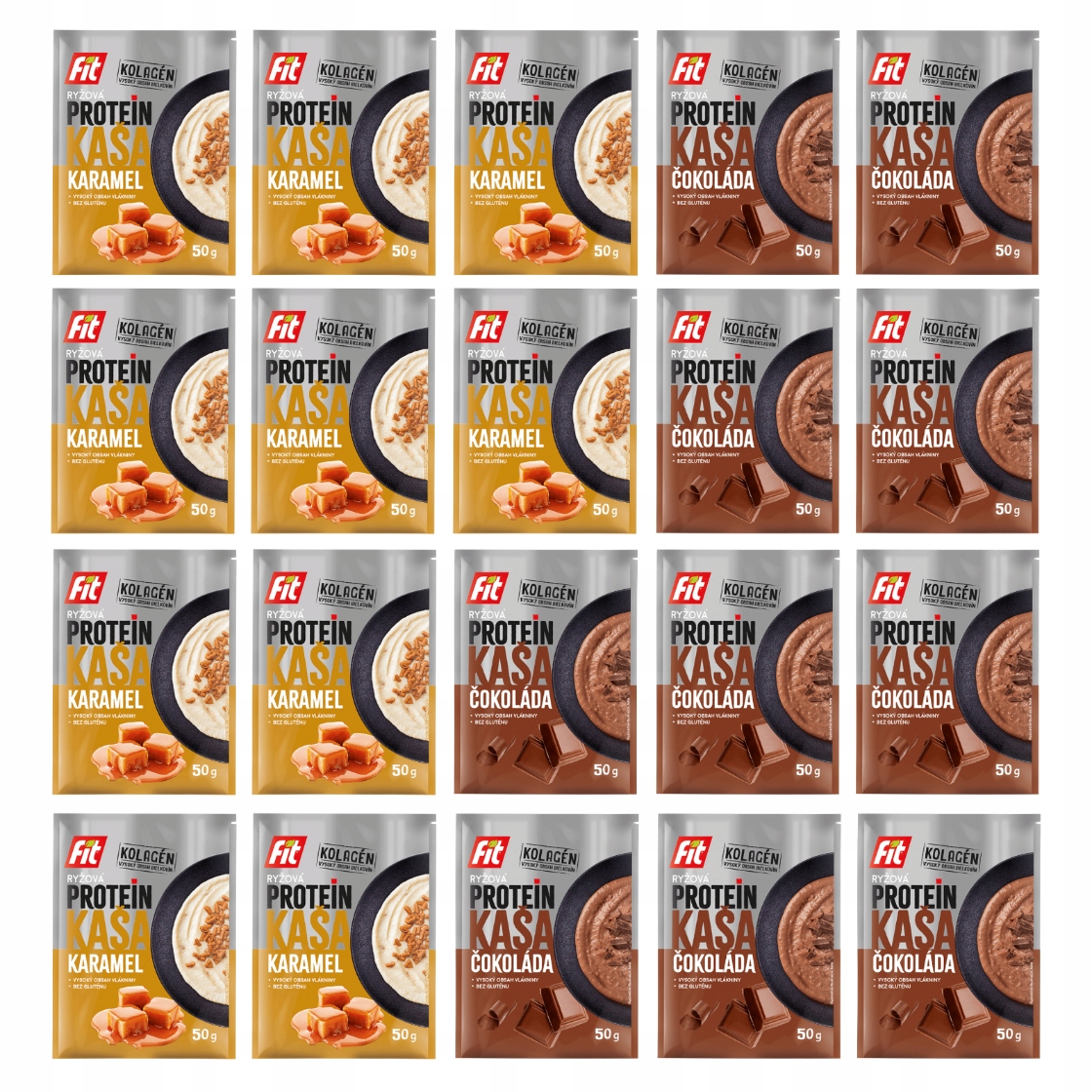 Zestaw Fit Kaszka Proteinowa Ryżowa MIX smaków 20 szt.