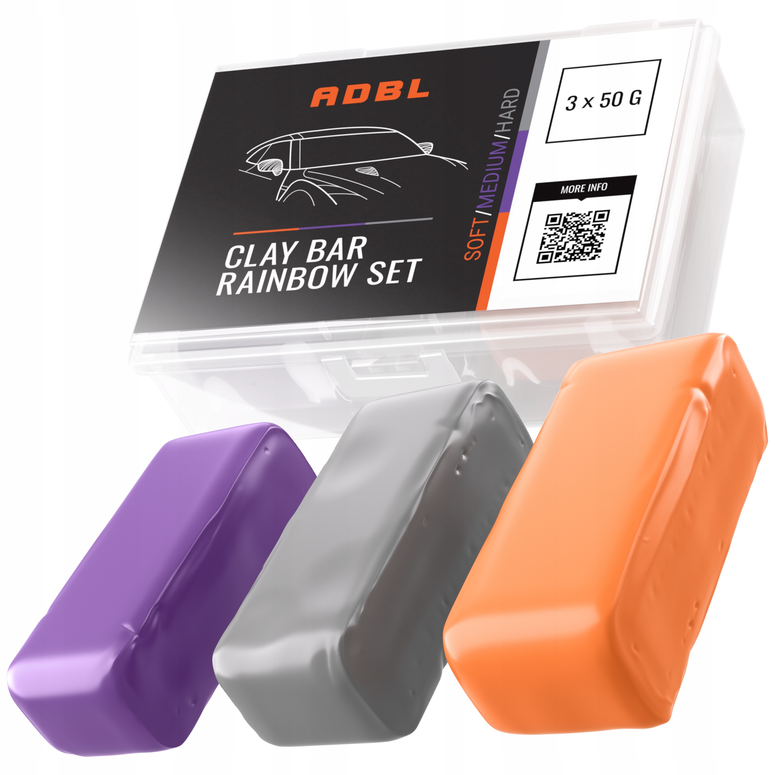 Adbl Clay Bar Rainbow Set 3x50g Zestaw Glinek Do Lakieru O Różnej Twardości