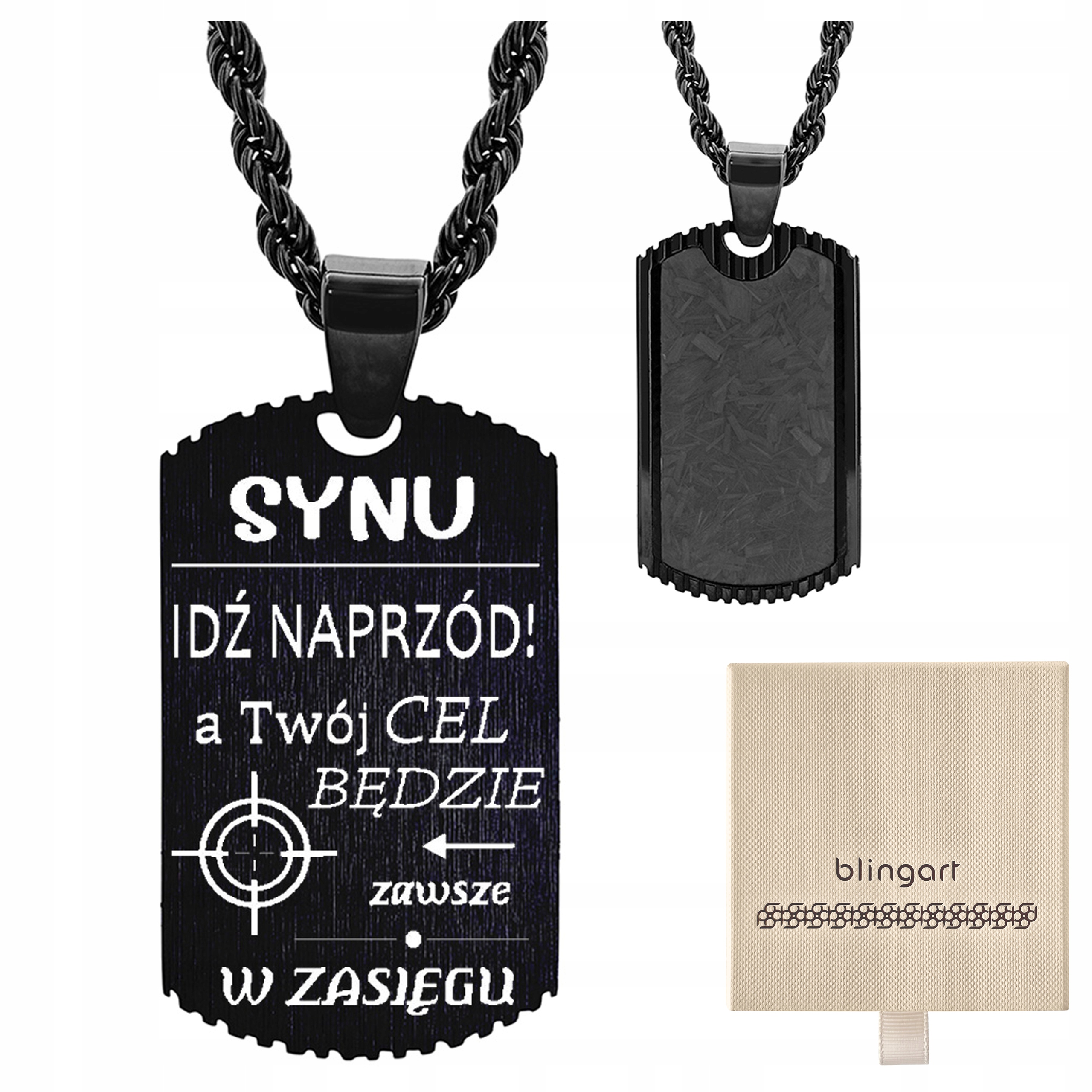 Náhrdelník pro syna s gravírováním ocel černý Dárek k Den dětí Blingart