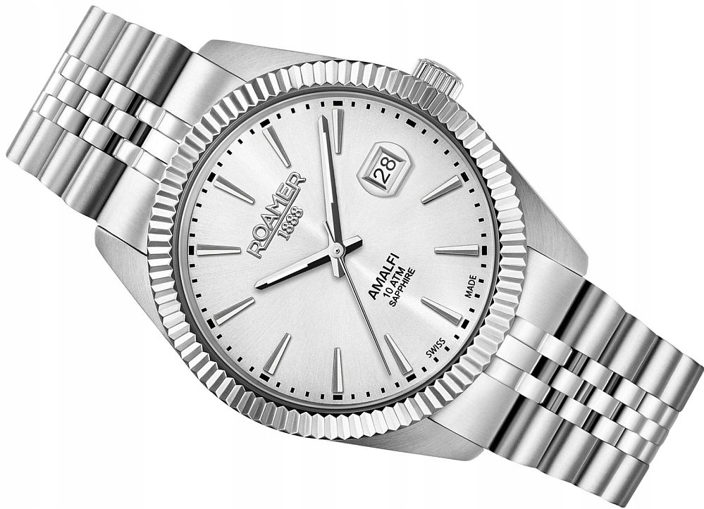 Pánské Švýcarské Hodinky Roamer 852833 41 11 20 Amalfi Silver Safír WR100