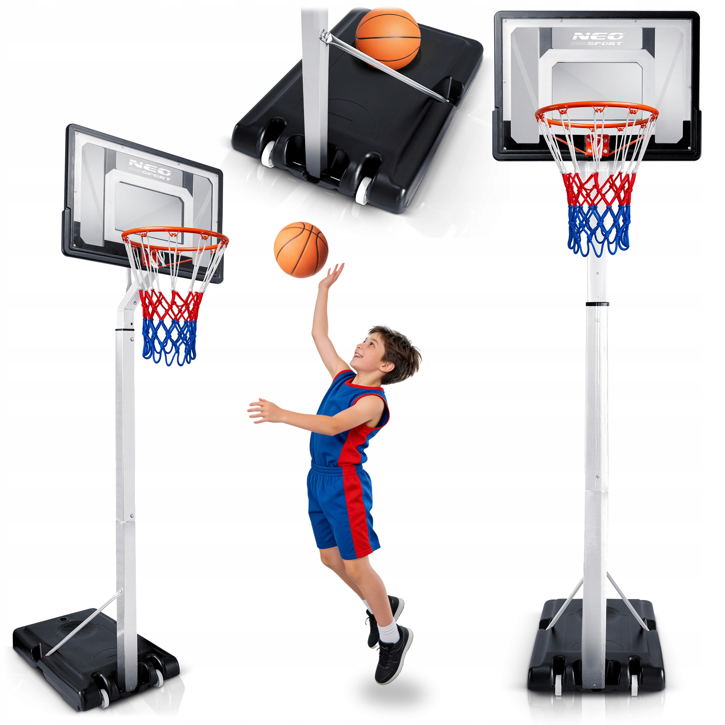 Kosz Do Koszykówki 150-260cm Regulowany Wolnostojący Stabilny Mobilny