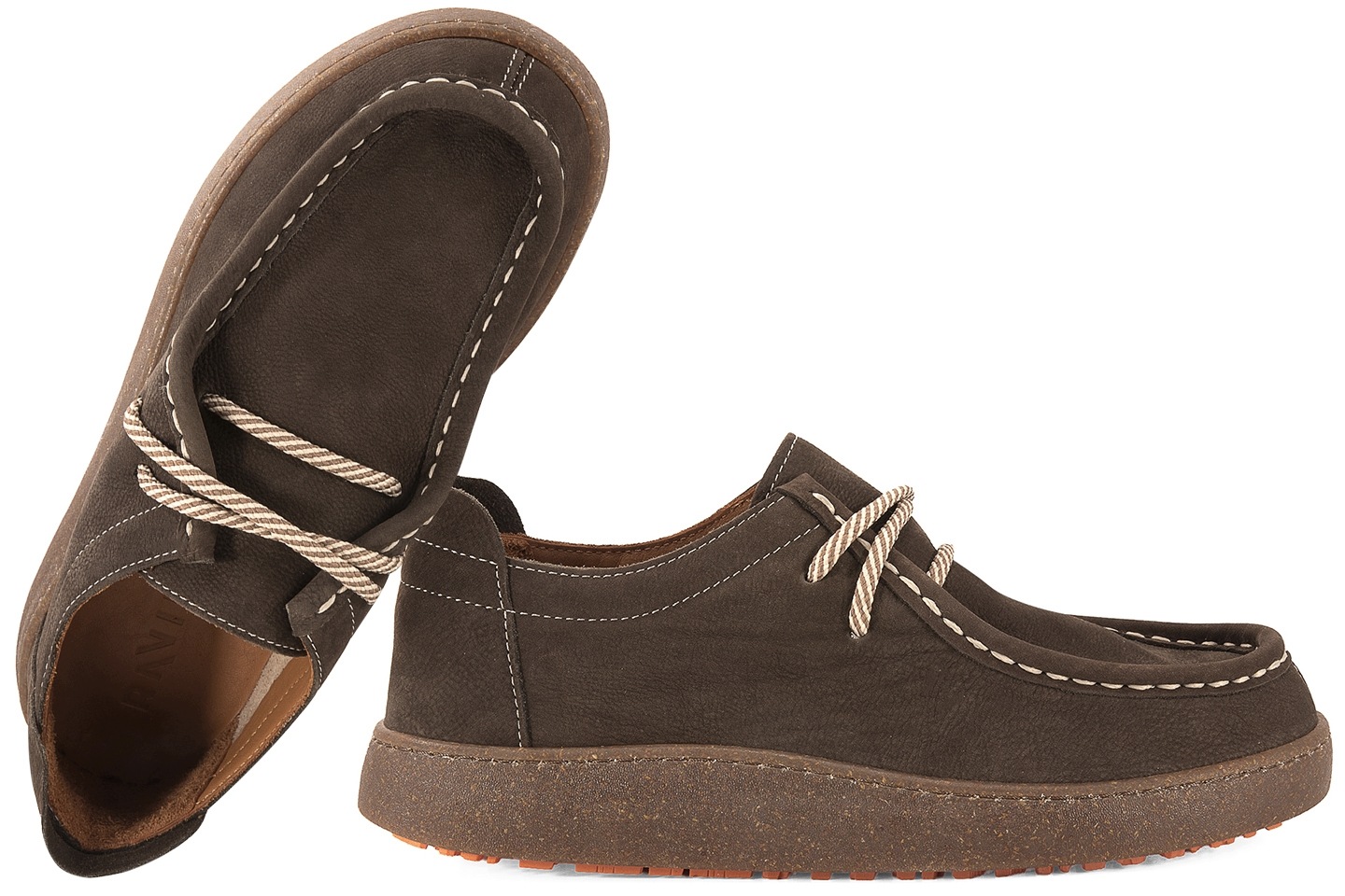 Ravini 261001 Mokasíny Šněrovací Kožené Polobotky Nubuk c.bronz Hnědá 39