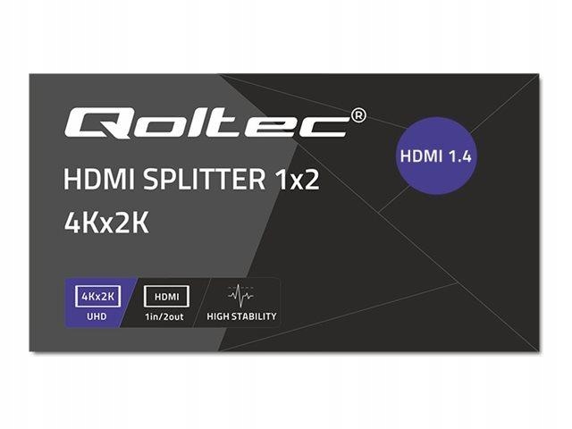 Qoltec 51796 Aktywny rozdzielacz Splitter 2 x Hdmi 4K x 2K 3.4Gb/s