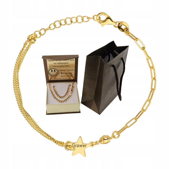 Zlatý Plný Dámský Náramek S Hvězdičkou Pr. 585 925 14K Gravírování Bonus