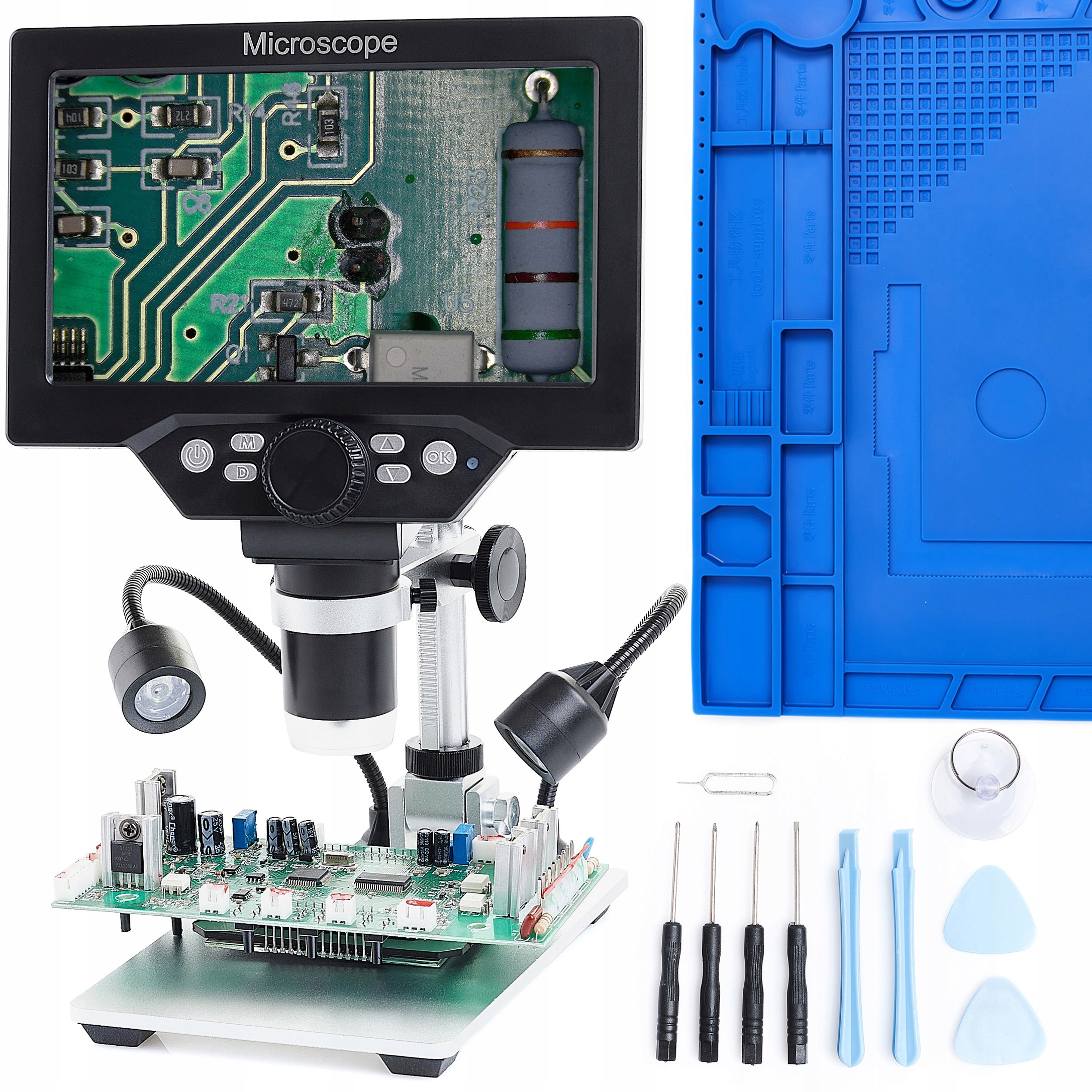 Digitální Mikroskop 1200X Menu Pl LCD Hd 1080P 12MP Techrebal Podložka Nástroje