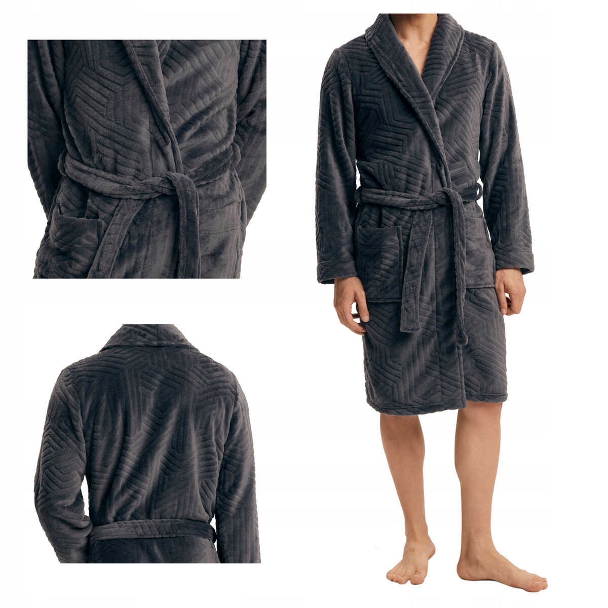 Henderson Pánský pohodlný elegantní župan Nandu 43379 šedý L