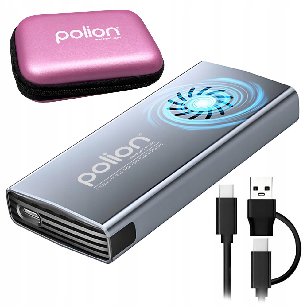 Kieszeń z wentylatorem Polion na dysk M.2 Nvme Ssd Usb-c 3.2 10Gbps
