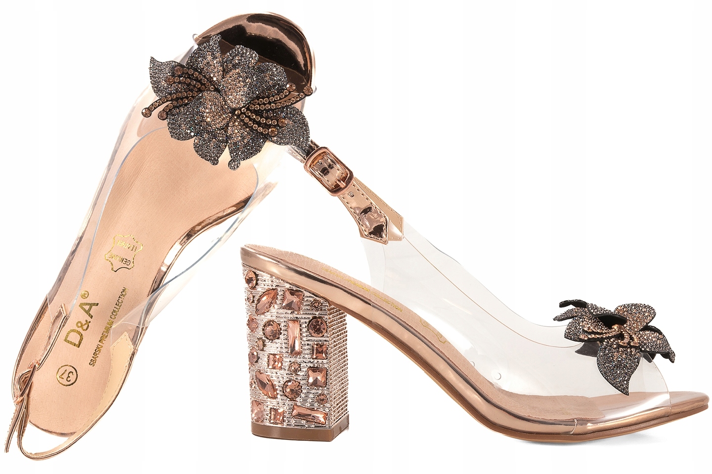 D&a S.barski MR51-704 Gelové Sandály, Transparentní Lodičky Na Podpatku, Velikost 39