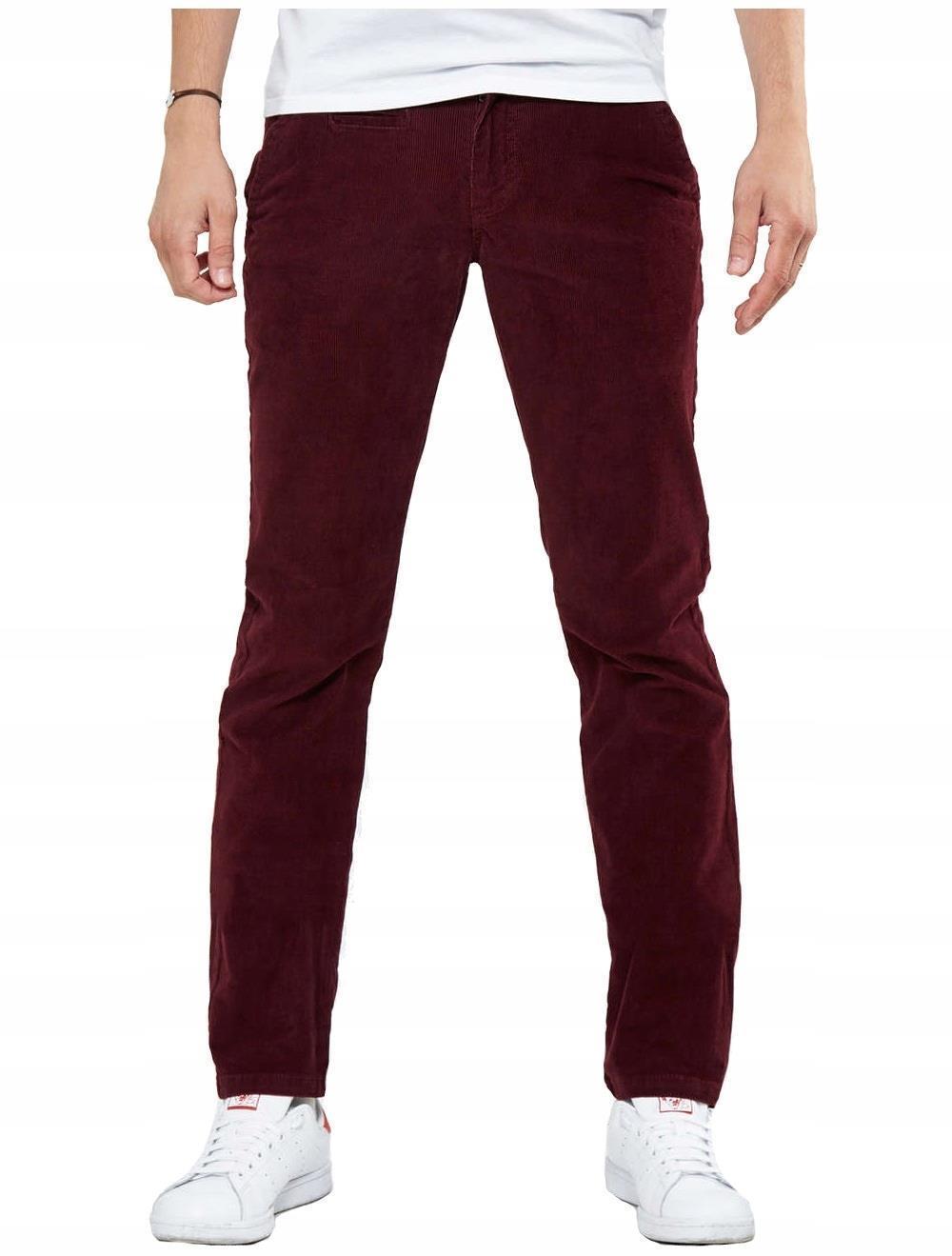 

Jack Jones sztruksy Bordowe Spodnie ciepłe 29/32