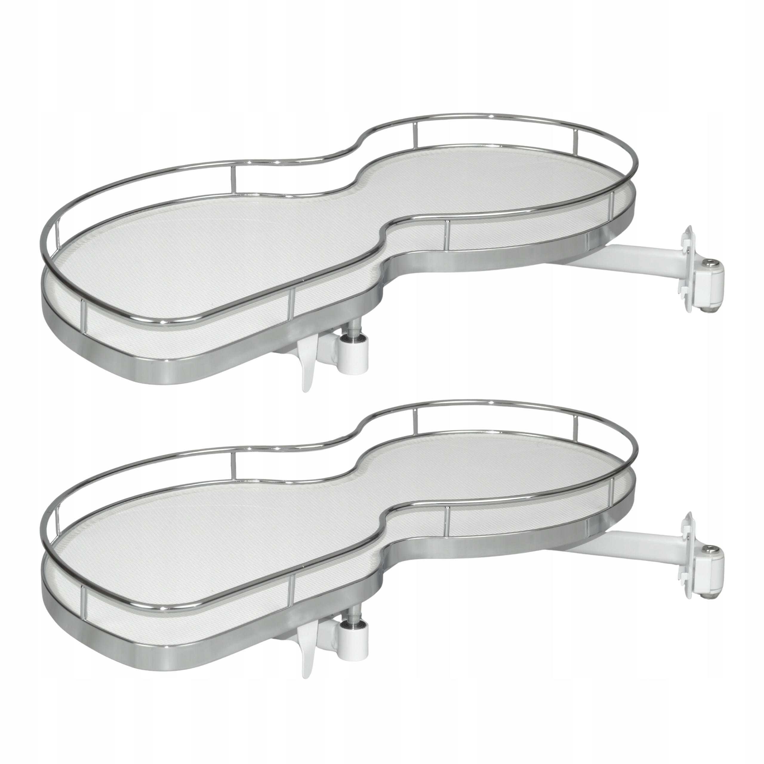 Kosz Narożny Biały Chrom Nerka Front 400 Lewy Do Szafki Kuchennej 800 Cargo