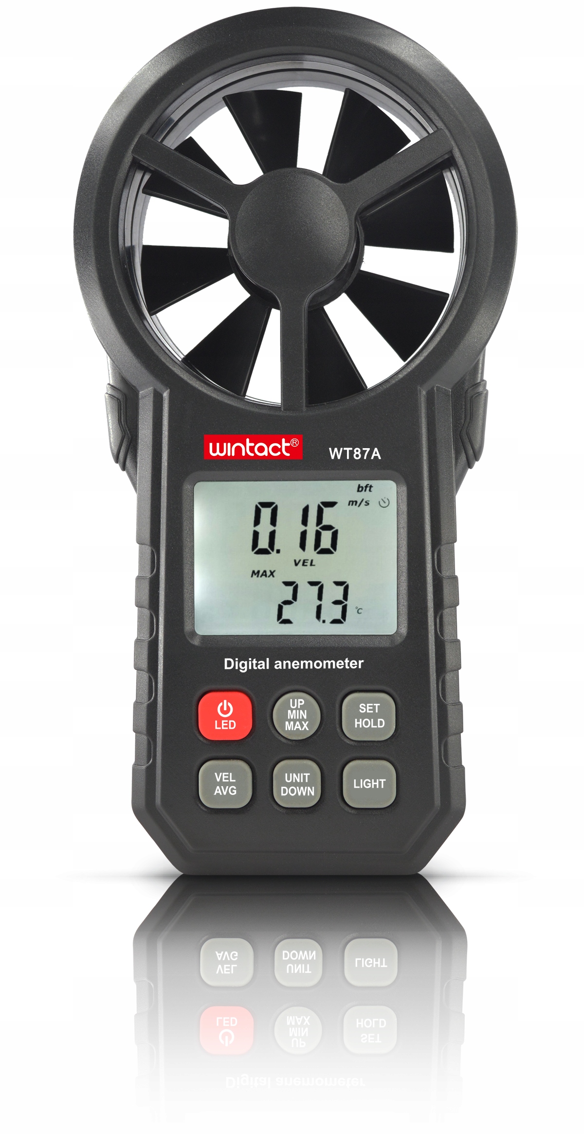 ANEMOMETR WIATROMIERZ MIERNIK WIATRU TEMPERATURY POMIAR PRĘDKOŚCI POWIETRZA Maksymalny pomiar prędkości powietrza 30 m/s