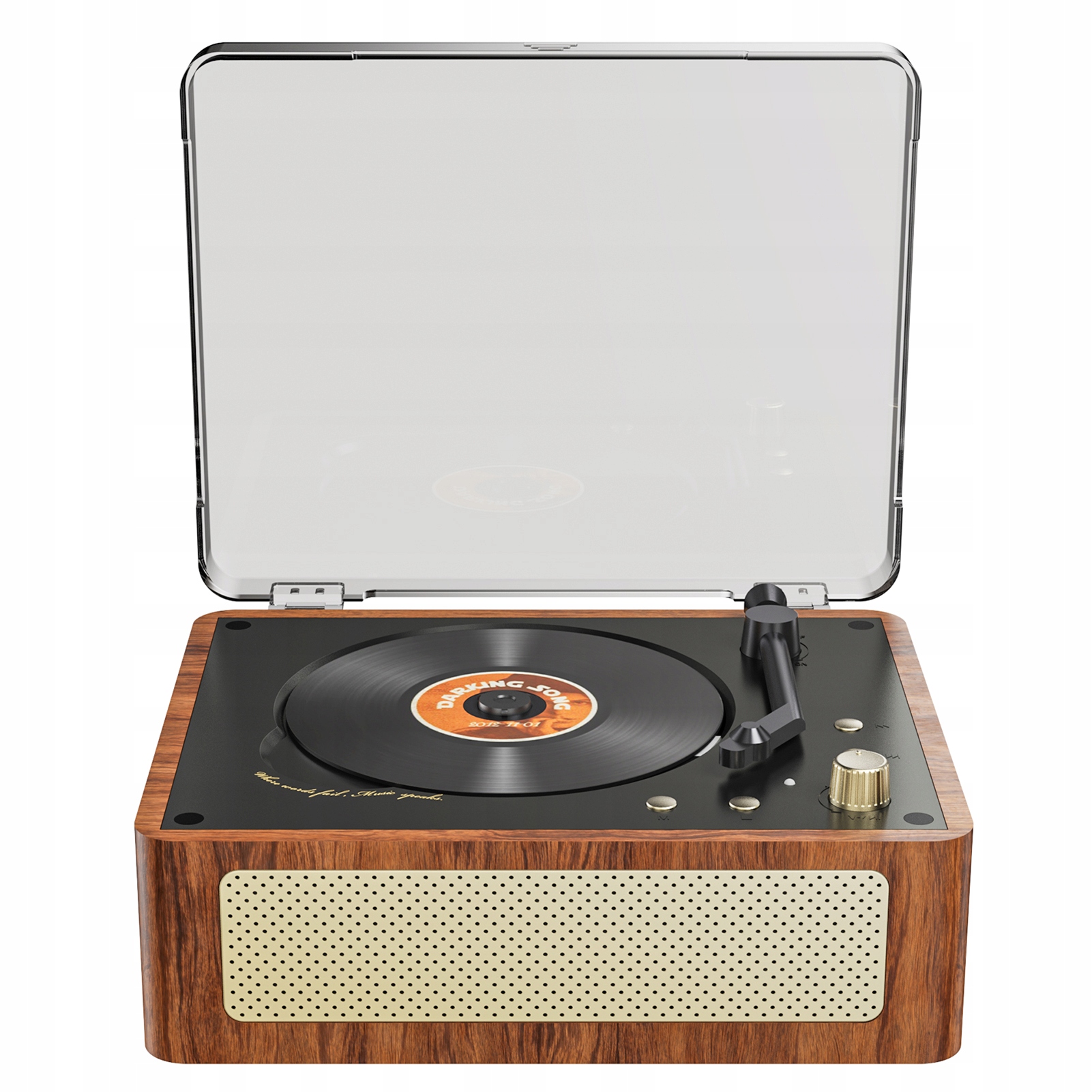 Retro CD prehrávač z dreva, Bluetooth CD prehrávač, hnedý