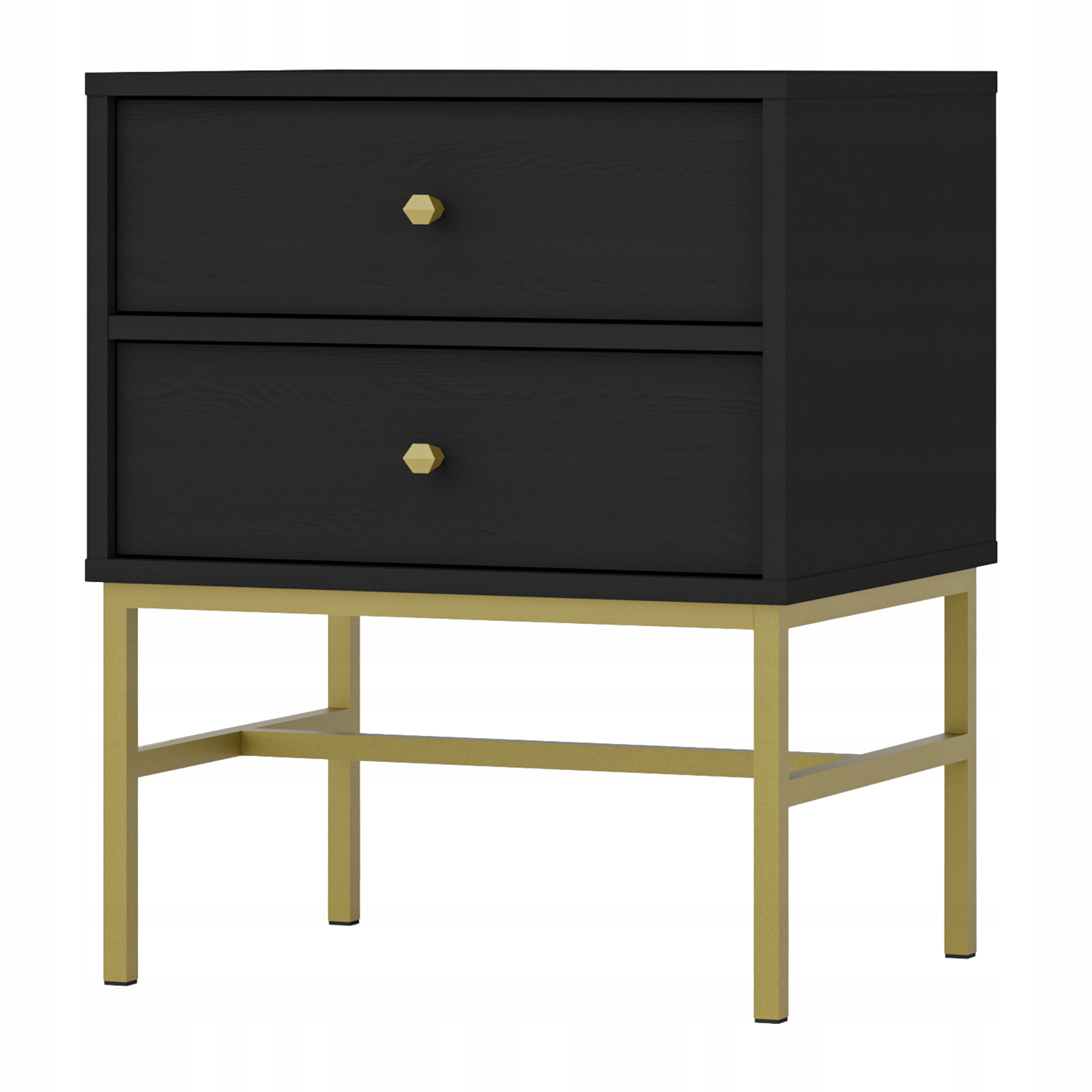 Noční Stolek Torino 51,8 cm Zásuvky Noční stolek do ložnice Černý Grafit