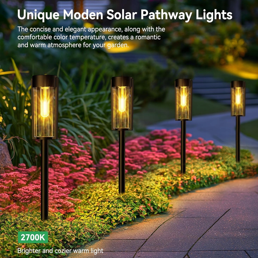 SOLARNE OŚWIETLENIE ŚCIEŻKI OGRODOWEJ - CIEPŁE ŚWIATŁO - 6 SZT - SL1140 Kolor dominujący czarny