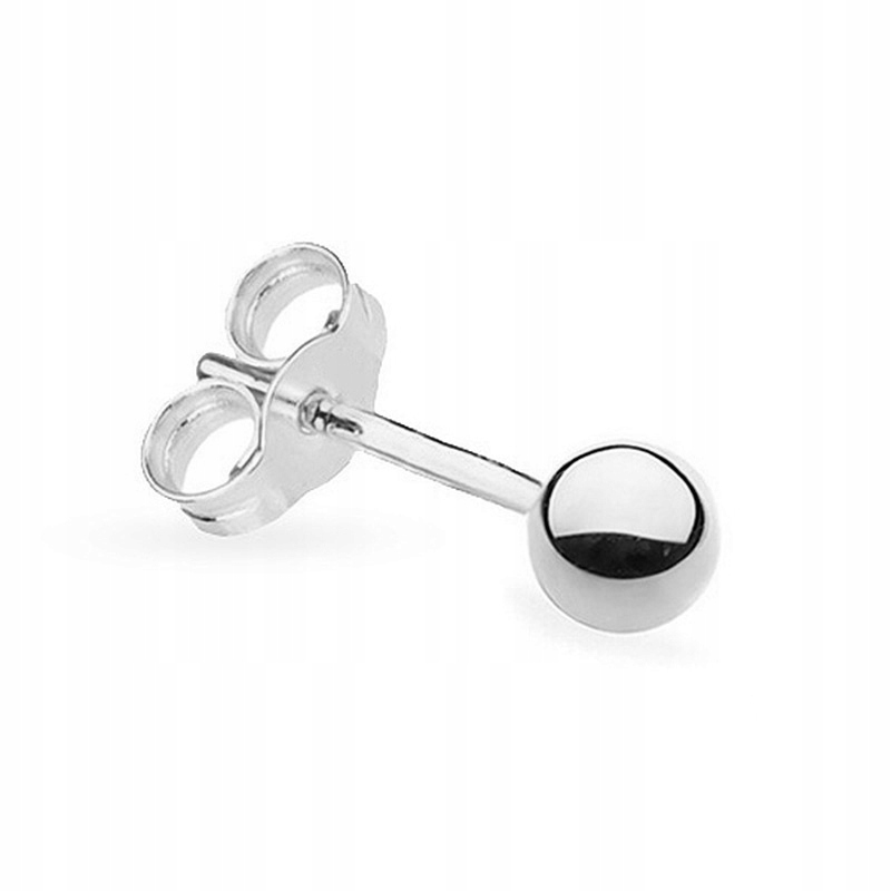 Krásný Bílo Zlatý Náušnice pr. 585 Kulička 3mm Na tyč 14k